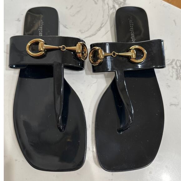 Jeffrey Campbell Women's Black A Lil Bit Jelly Thong Sandal, Size 8, EUC - Picture 1 of 5